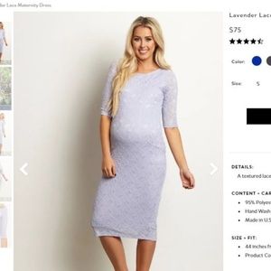 Pinkblush Maternity lace Midi fitted lavender dres